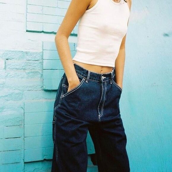 Brandy Melville’s J. Galt Shanghai Straight Leg Jeans Carpenter Painter Size S - Picture 1 of 9